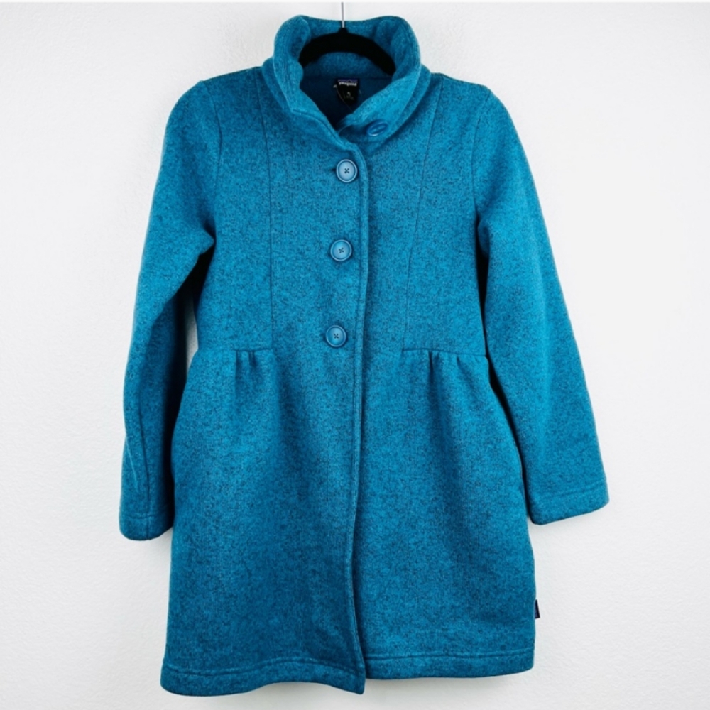 Patagonia Girls' Better Sweater Coat, Size L (12) Underwater Blue, Like New